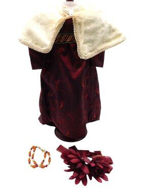 Handmade Regency Era Cranberry Dress Set Fits American Girl DOLL NOT INCLUDED